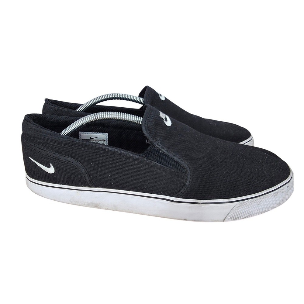 Nike Toki Slip TXT Sneakers Mens 12 Black Canvas Slip On Skater Shoes 724762011
